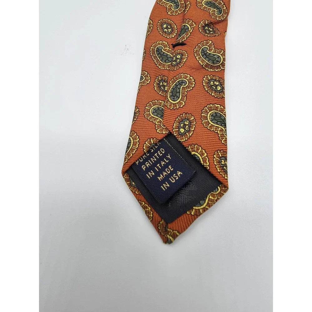 Brooks Brothers Makers And Merchants Orange Paisley Tie 100% Silk 59